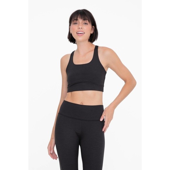 Melange Racerback Sports Bra With Curved Front Seam - Picture 1 of 5